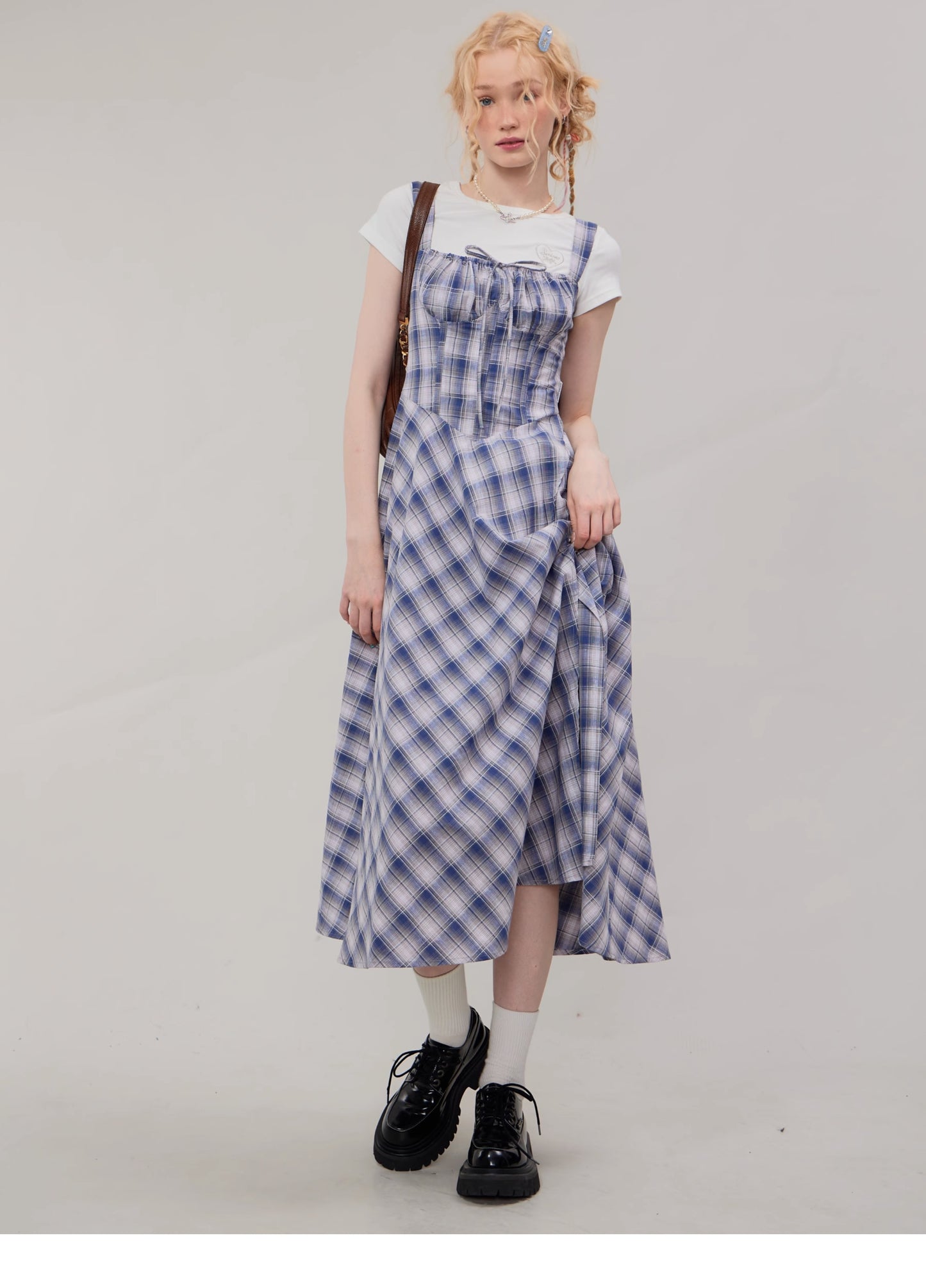 Suspender Plaid Dress