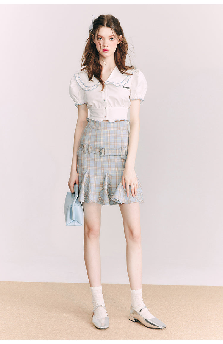 Plaid Slim Short  Length Skirt