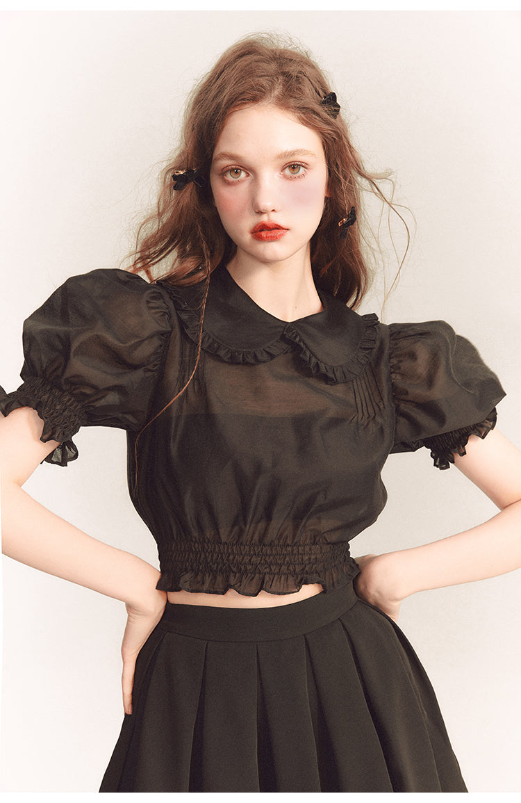 See-through Frilly Short Length Blouse