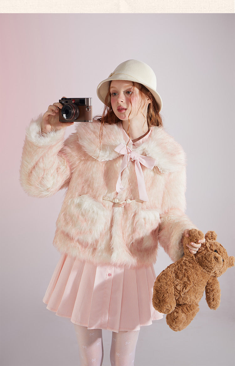 Sweet Doll Color Gradient Pink Short Coat