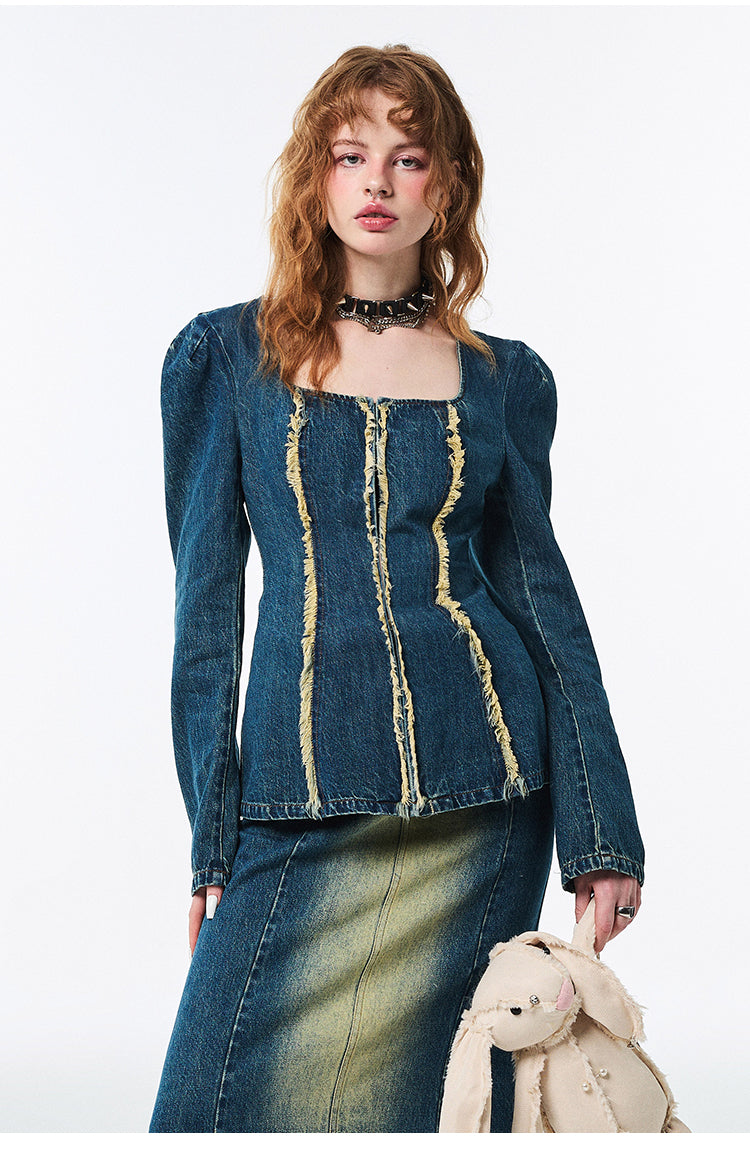 Slim Wash Edge Fashion Denim Shirt