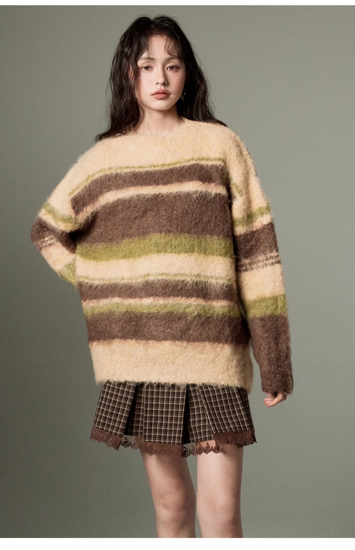 Loose Fit Contrast Stripe Knit