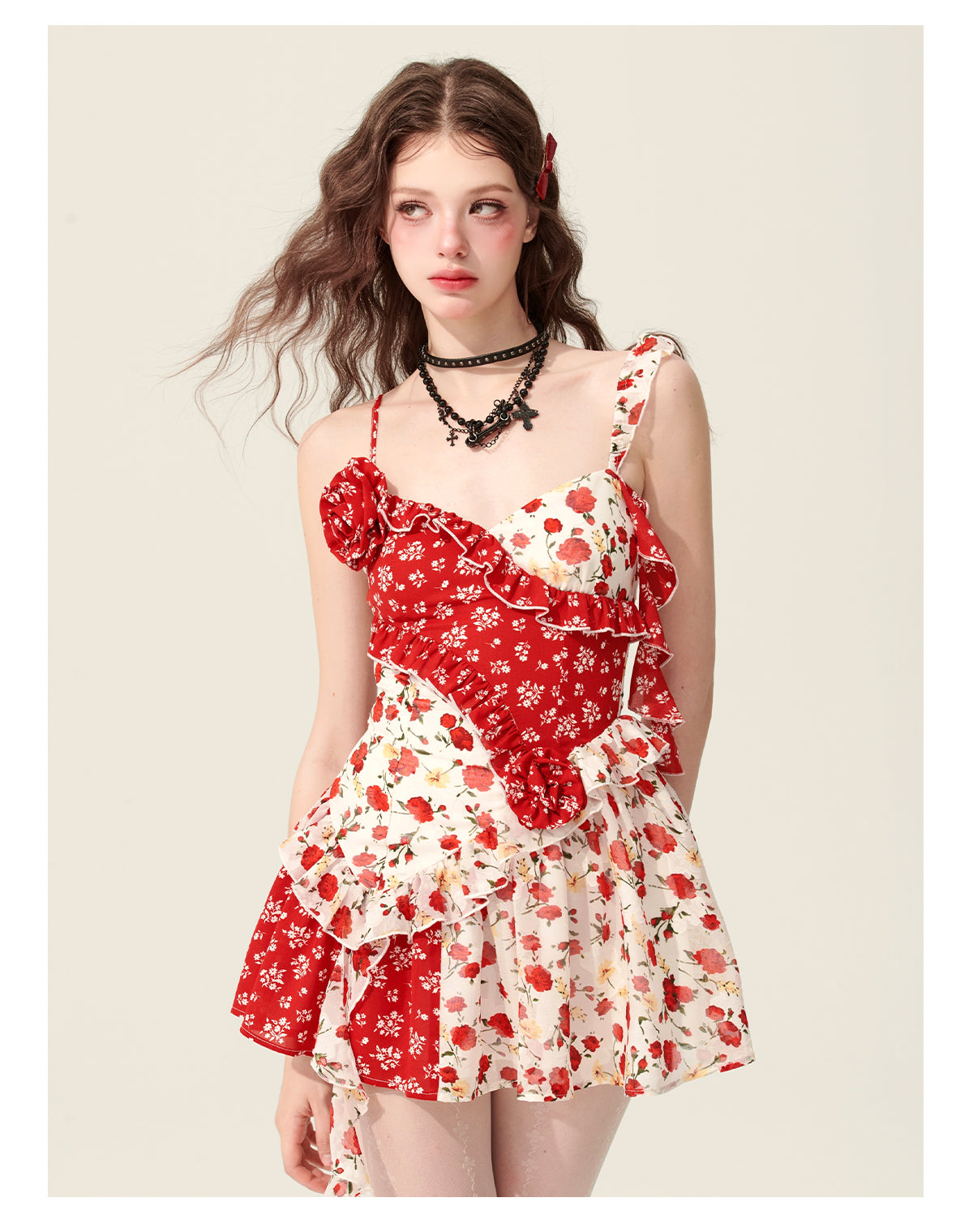 Splicing Floral Dress