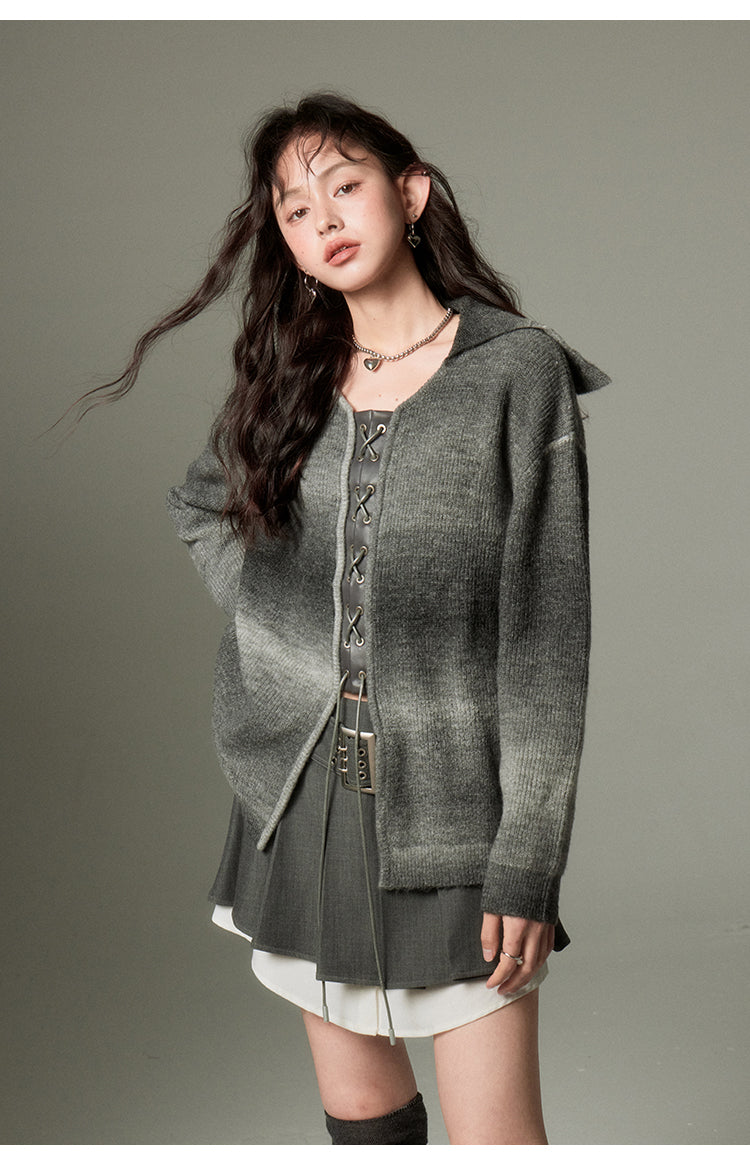 Irregular Design Gradient Knit Cardigan