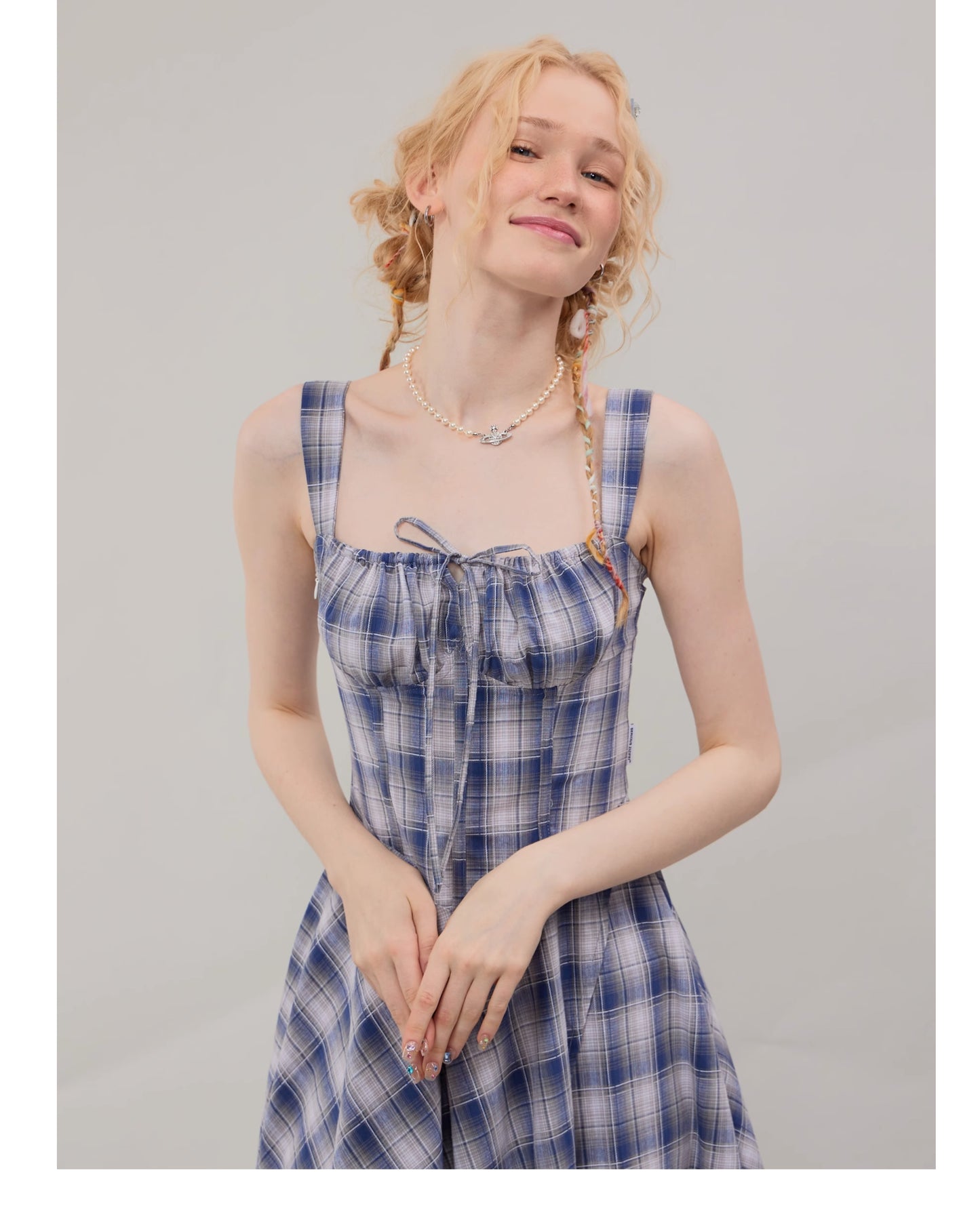 Suspender Plaid Dress