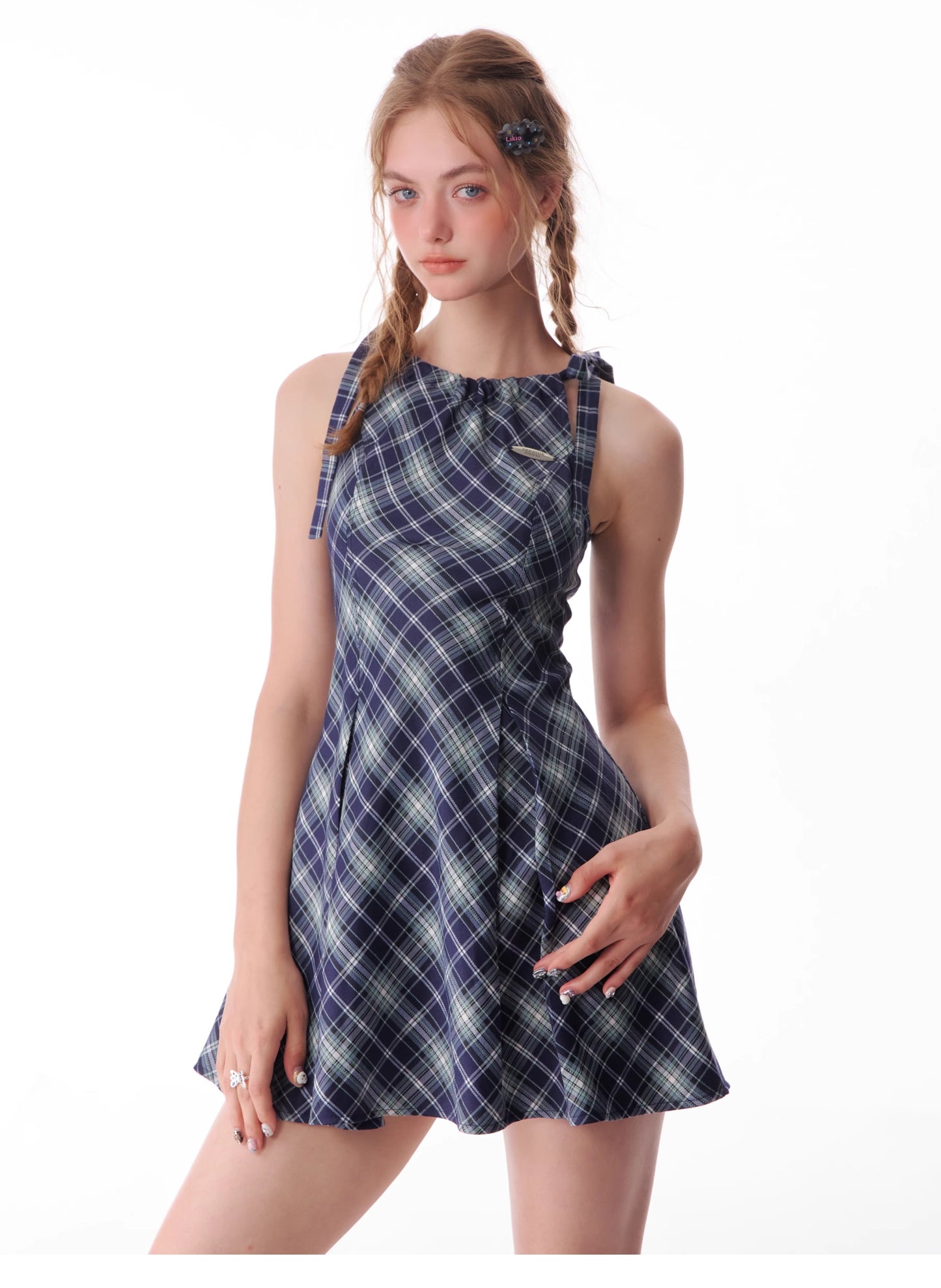 Checkered Suspender Dress