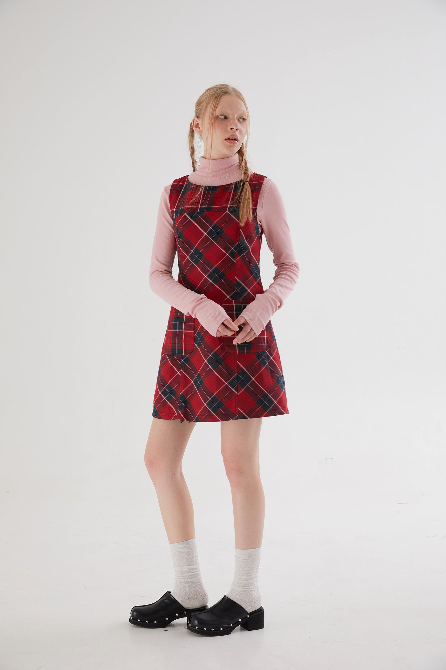 Girly Plaid A-line Vest Dress