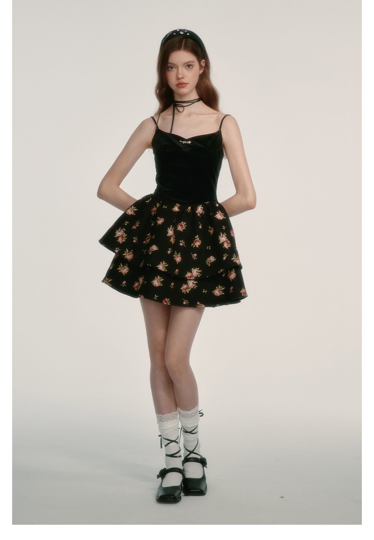 Retro skirt suspender dress