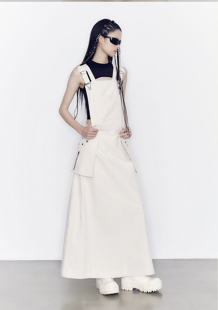 Pragmatism Off-White Suspenders Dresses