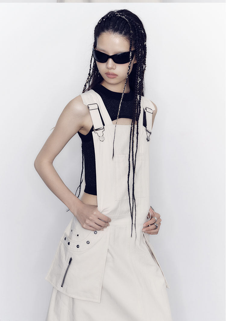 Pragmatism Off-White Suspenders Dresses