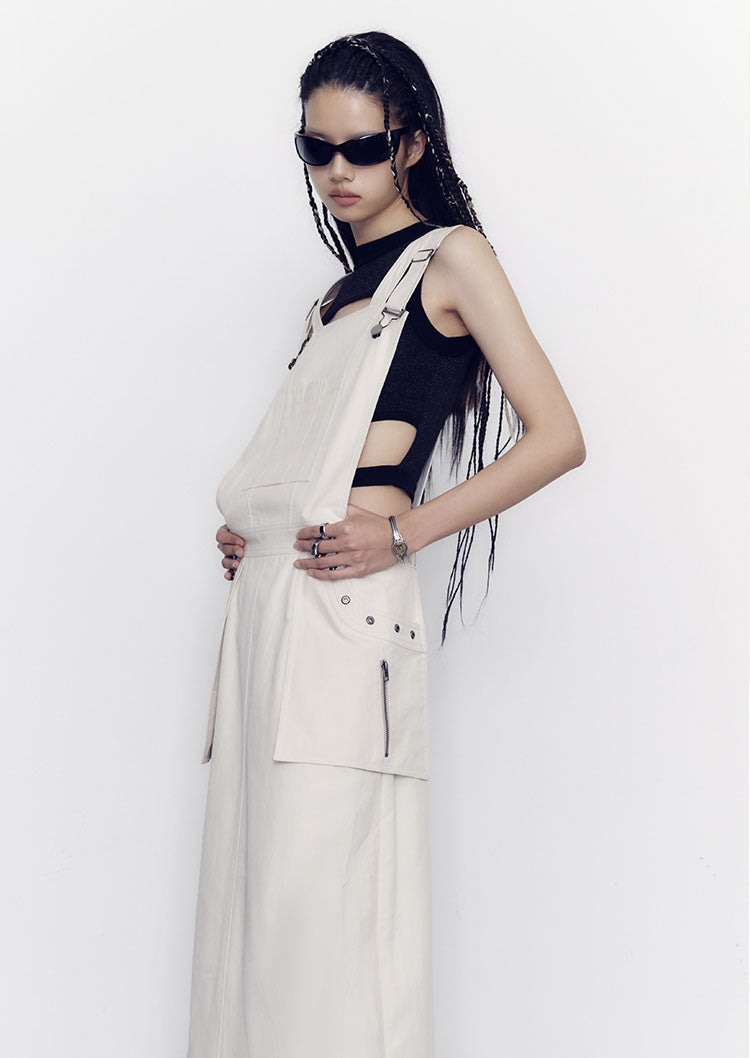 Pragmatism Off-White Suspenders Dresses