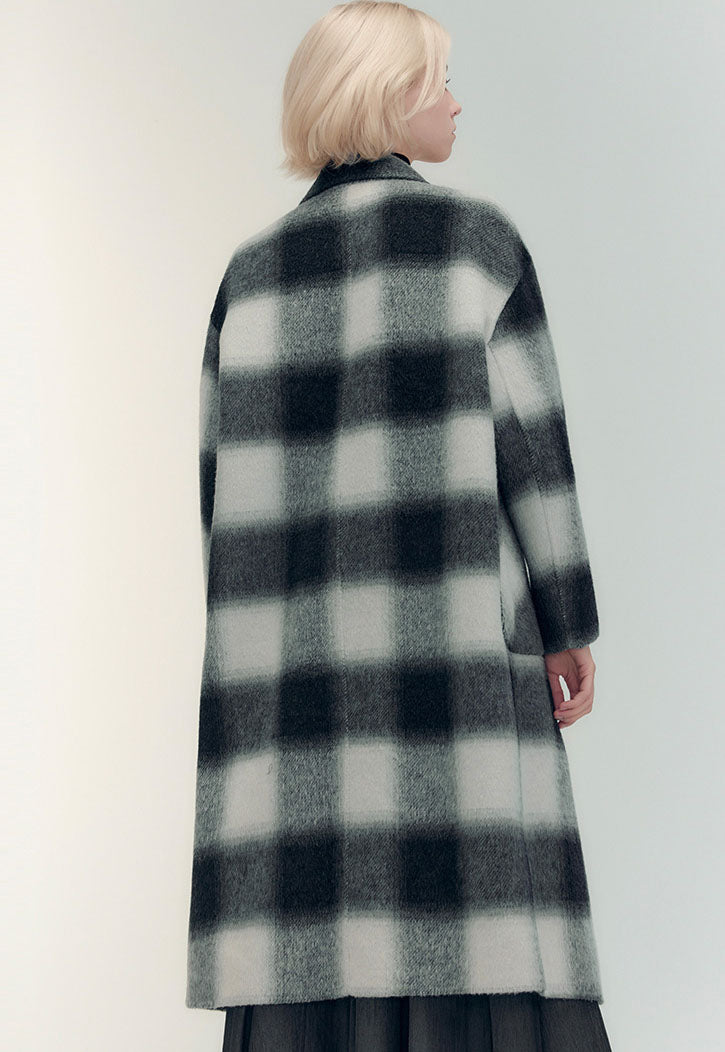 Checkered double-sided wool coat