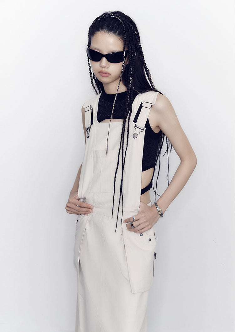 Pragmatism Off-White Suspenders Dresses