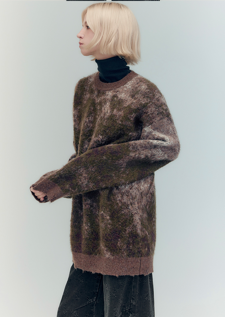 Maillard Sesame Jacquard Bicolor Pullover Sweater