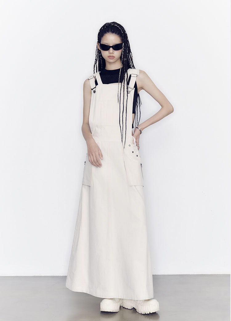 Pragmatism Off-White Suspenders Dresses