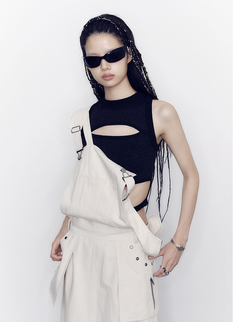 Pragmatism Off-White Suspenders Dresses