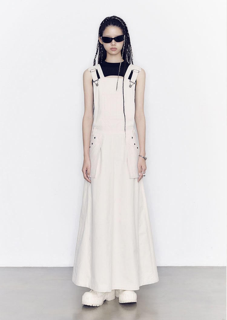 Pragmatism Off-White Suspenders Dresses