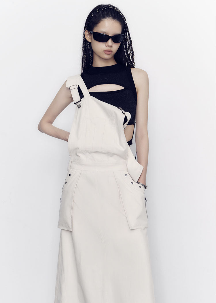 Pragmatism Off-White Suspenders Dresses