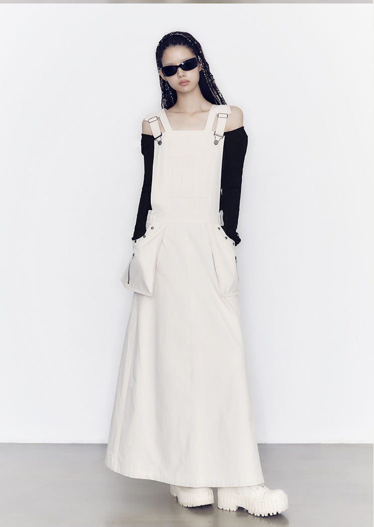 Pragmatism Off-White Suspenders Dresses