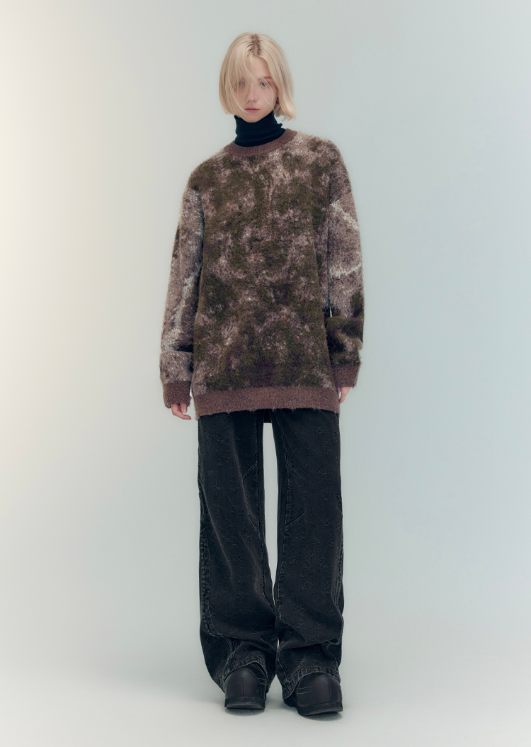 Maillard Sesame Jacquard Bicolor Pullover Sweater