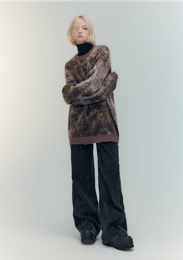 Maillard Sesame Jacquard Bicolor Pullover Sweater