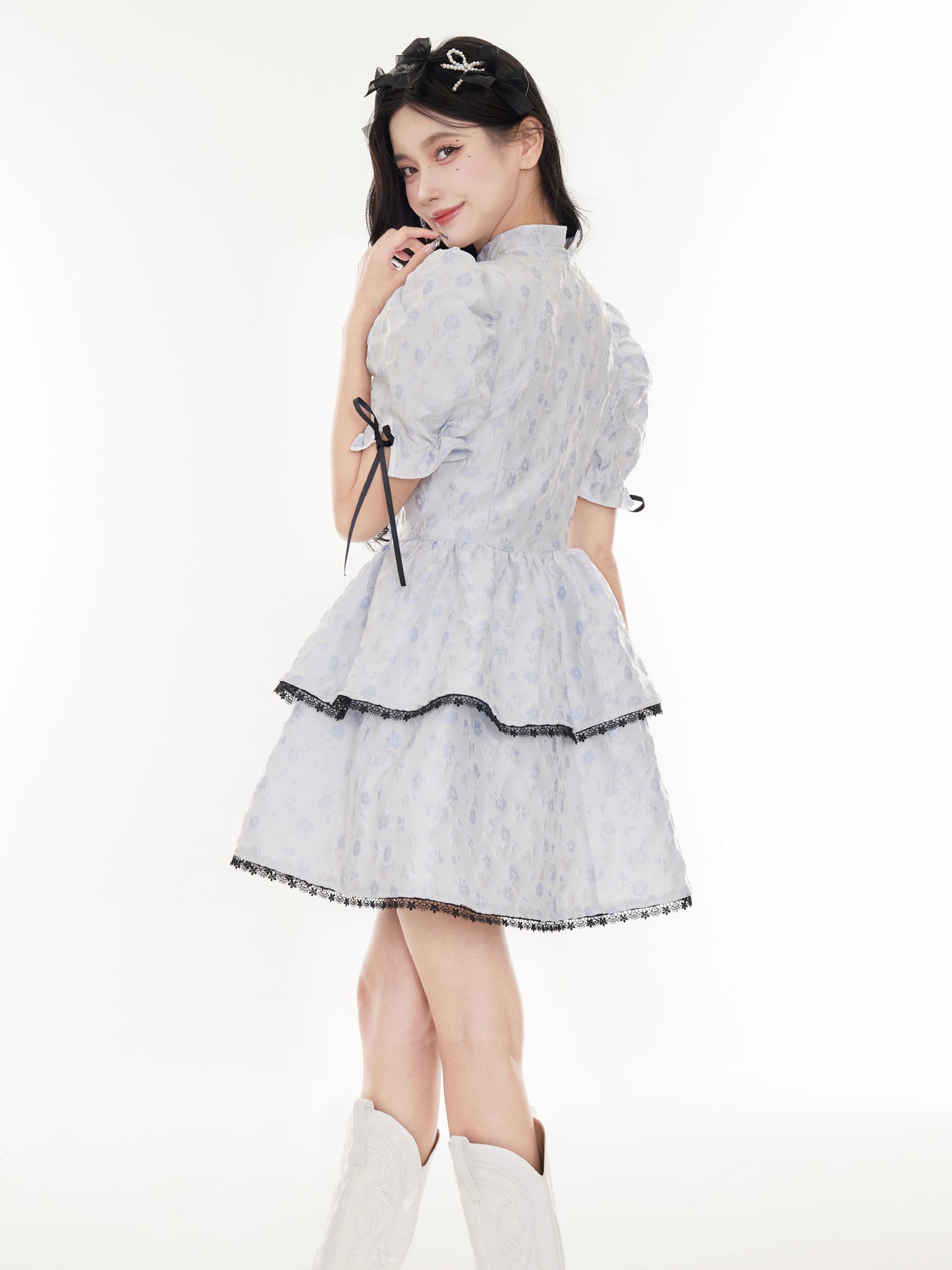 Multi-Ribbon Puff Skirt China Dress